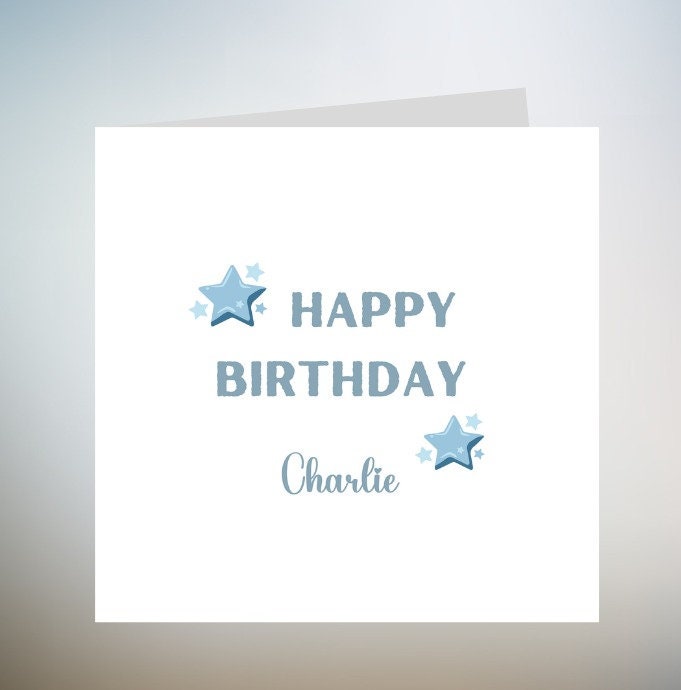 Personalised Happy Birthday Card, Boy Birthday Card, Blue birthday card, Son birthday card, Brother card, Name birthday card,6x6