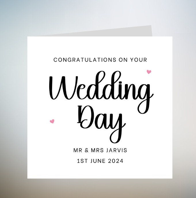 Personalised Wedding Card, Personalised Just Married Wedding Card, Wedding Car Card, Newlyweds, Congratulations Wedding Day Card 6x6