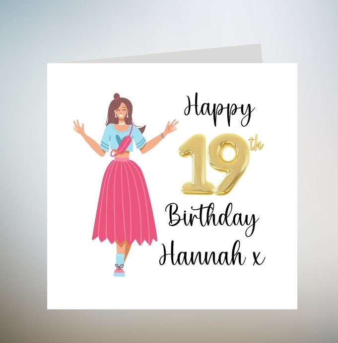 Personalised 19th Birthday Card, Nineteenth Birthday Card 6x6