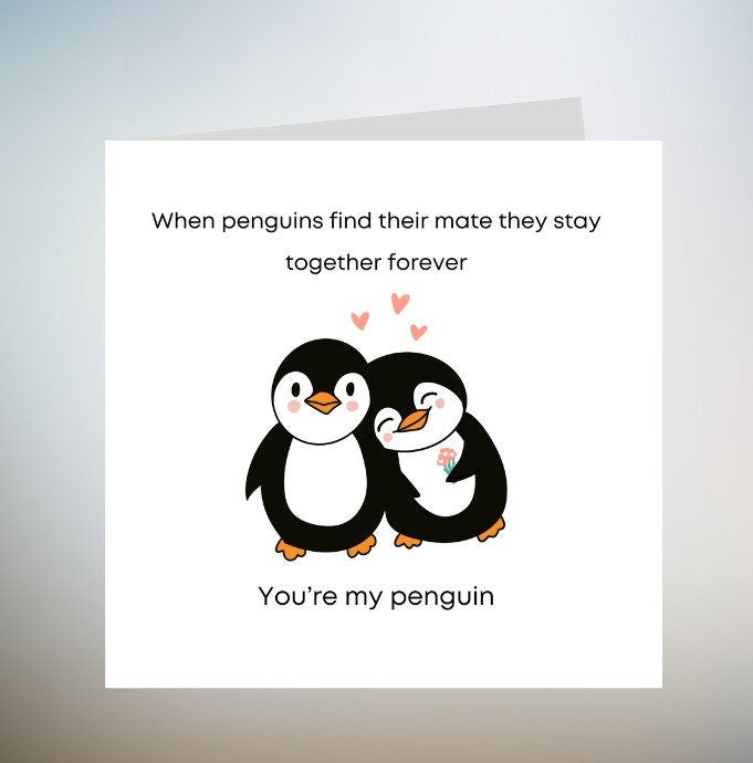 Penguin Anniversary Card | Happy Anniversary To My Husband | Anniversary Card For Wife | Romantic Anniversary Card | 6x6