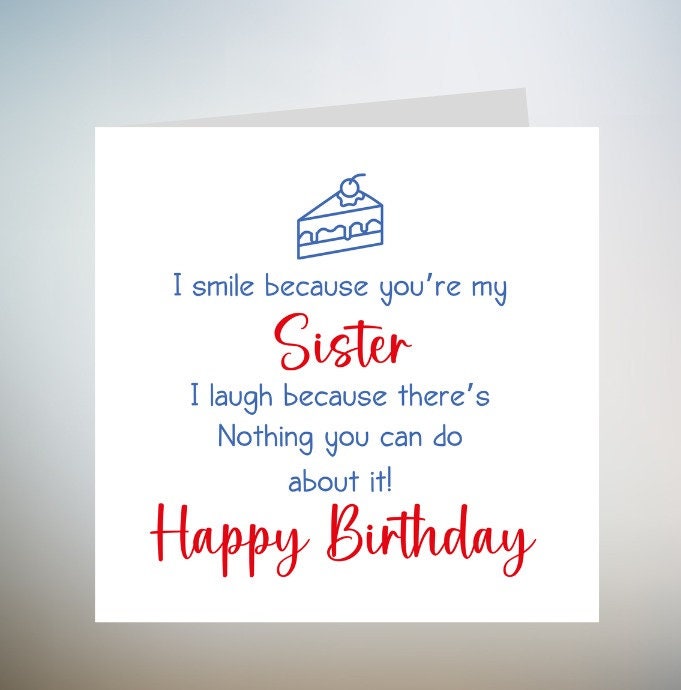 Happy Birthday Sister - Sister Birthday Card - Hearts - Personalised Card 6x6