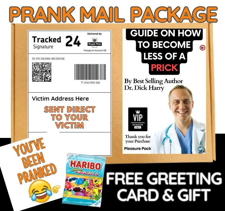 Prank Mail Package -Guide on how to become a less OF Prick sent directly to Victim by Post -  Postal Gift Funny Gag Embarrassing