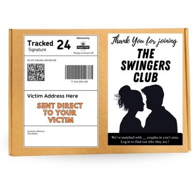 Prank Mail Package THE SWINGERS CLUB,Adult joke prank Sent directly to the victim