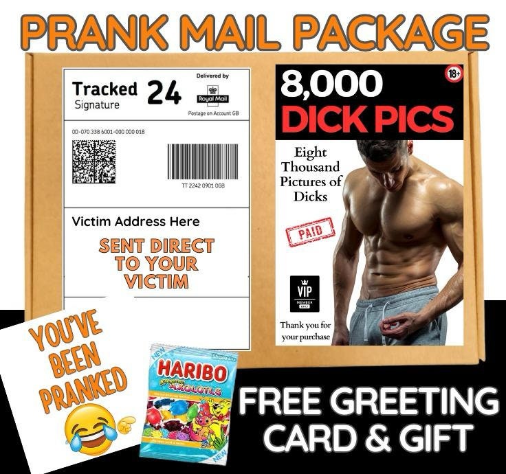 Prank Mail Package  adult joke,8000 DIC K PICS Sent directly to the victim