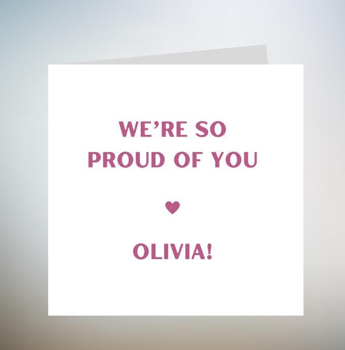 We're so proud of you congratulations card | proud of you card for a new job graduation well done encouragement well done personalised 6x6