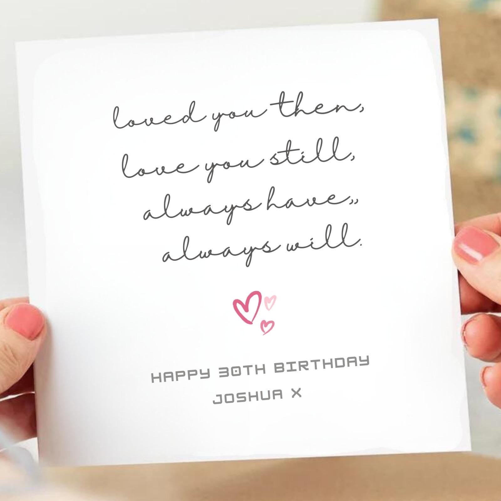 Personalised 30th Birthday Card, Special Milestone Card, Birthday For Daughter, Script & Pink 30, Thirty Minimal-Kraft Envelope 6x6