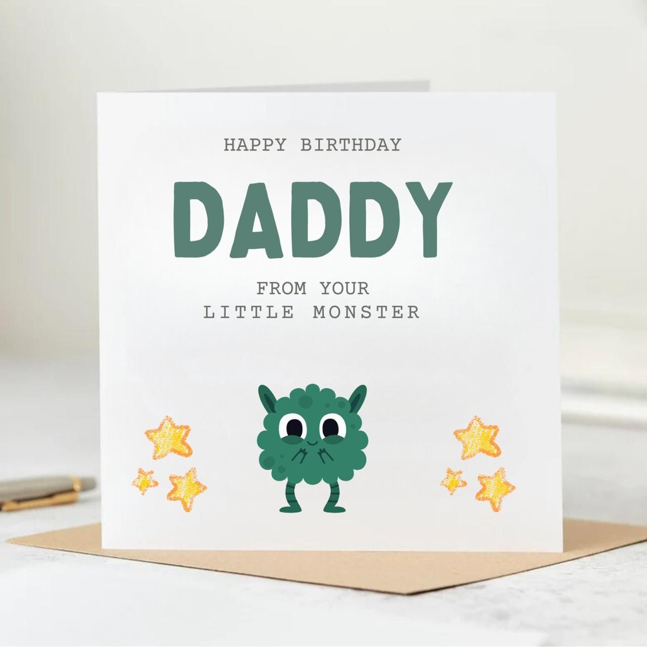 Daddy Birthday Card, From Your Little Monster, Happy Birthday Daddy 6x6