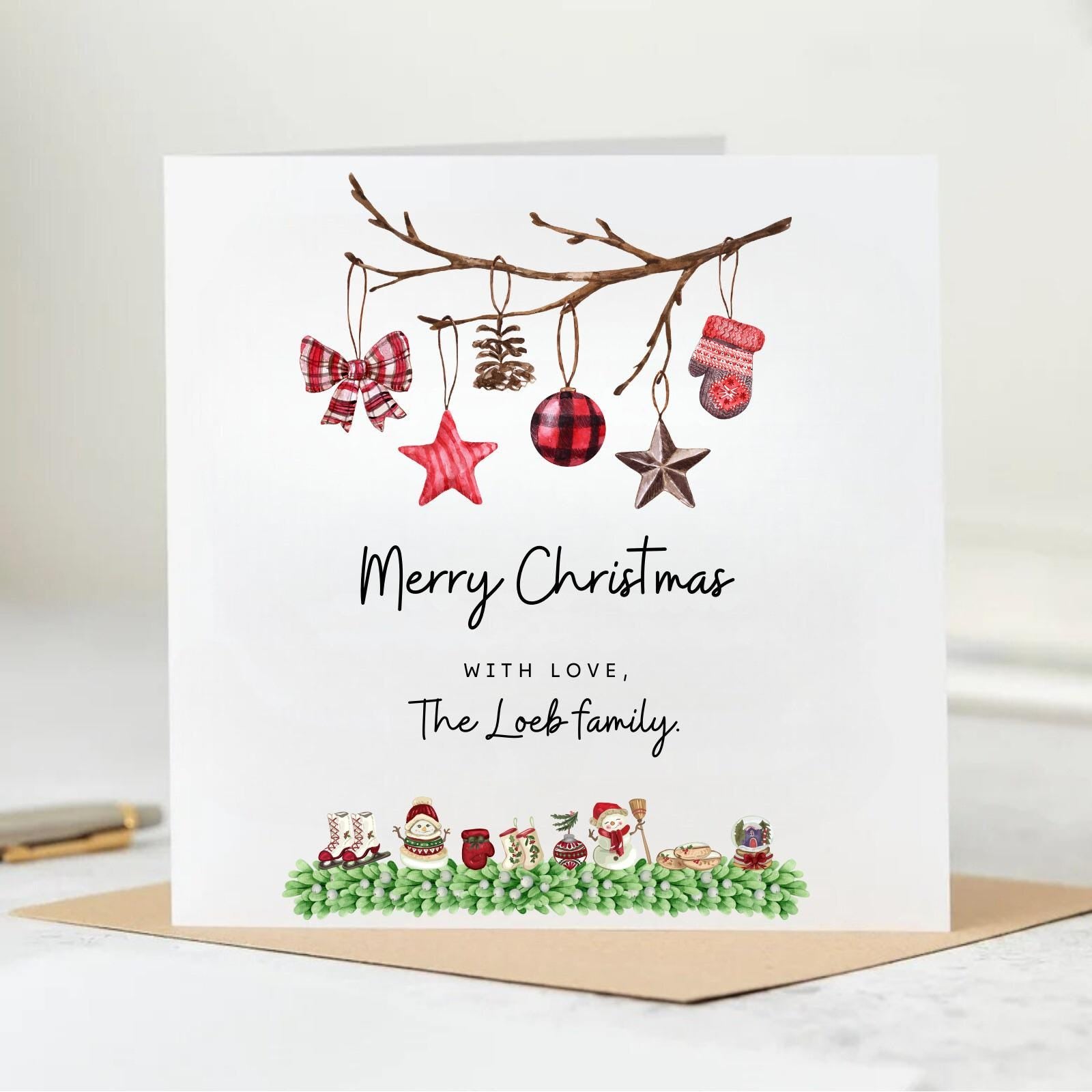 Personalised Christmas Card-Christmas Card For Mum, Dad, Family, Friends-Christmas Gift For Family and Friends-Christmas Car 6x6