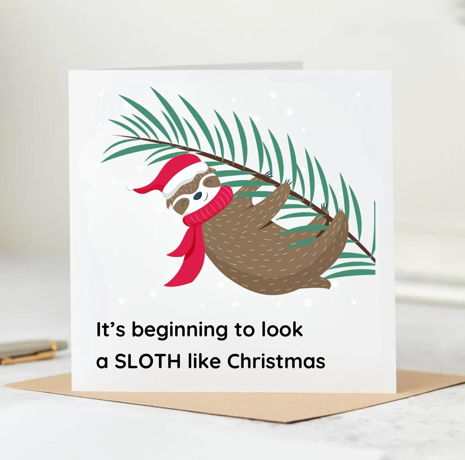 It's Beginning To Look A Sloth Like Xmas - Funny Christmas Card Pun | Cute Festive Punny Holiday Greetings Card | Fun Xmas Animal Sloth 6x6