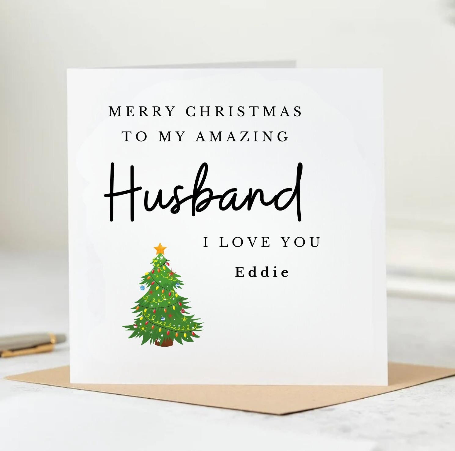 Husband Christmas Card, Christmas Card For Husband, Husband Xmas Card, Merry Christmas Husband Card,Personalised Christmas Cards Husband 6x6