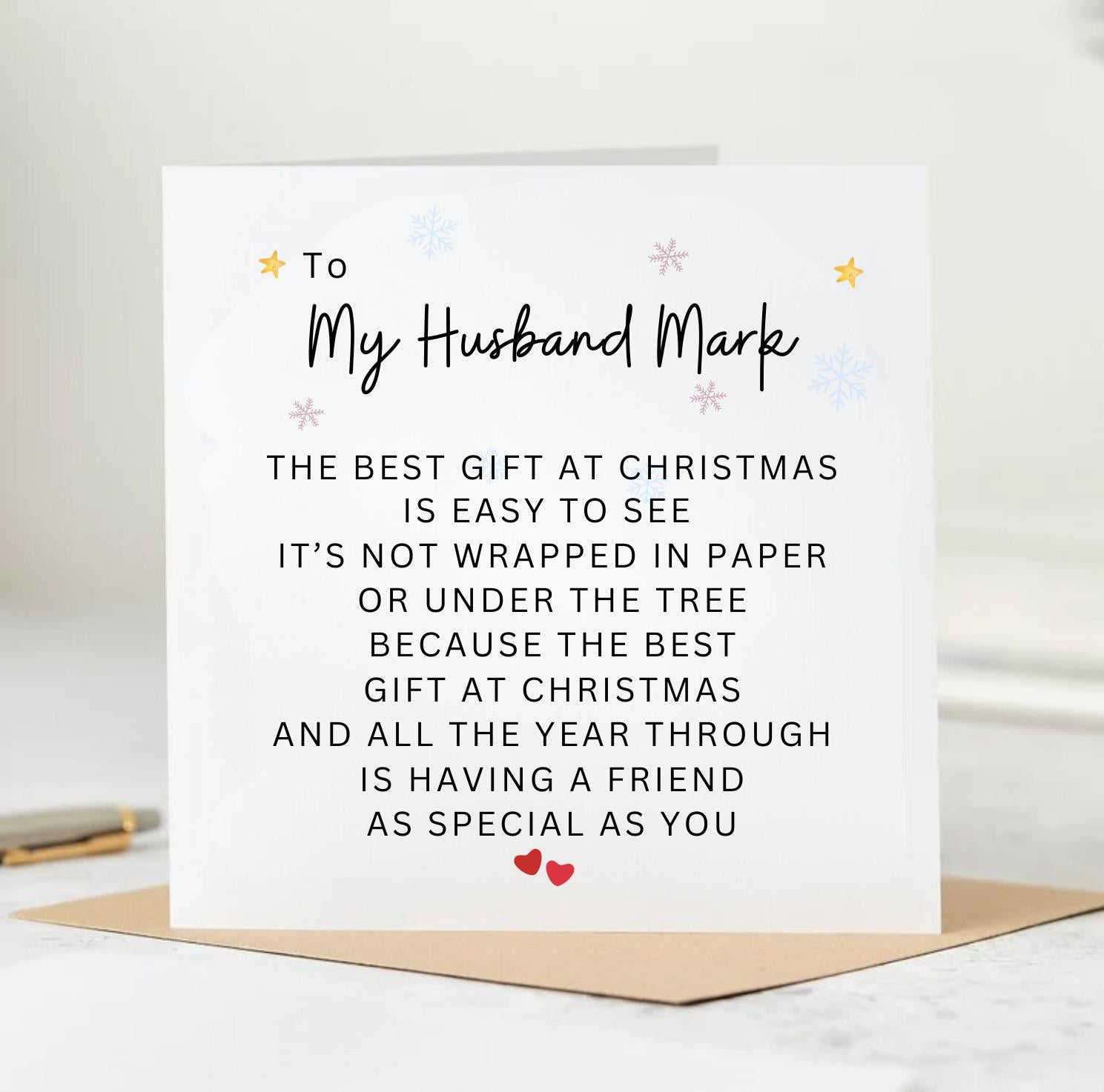 Husband Christmas Card, Christmas Card For Husband, Christmas Cards Husband, Christmas Card Boyfriend, Husband Xmas Card, Husband Gift 6x6