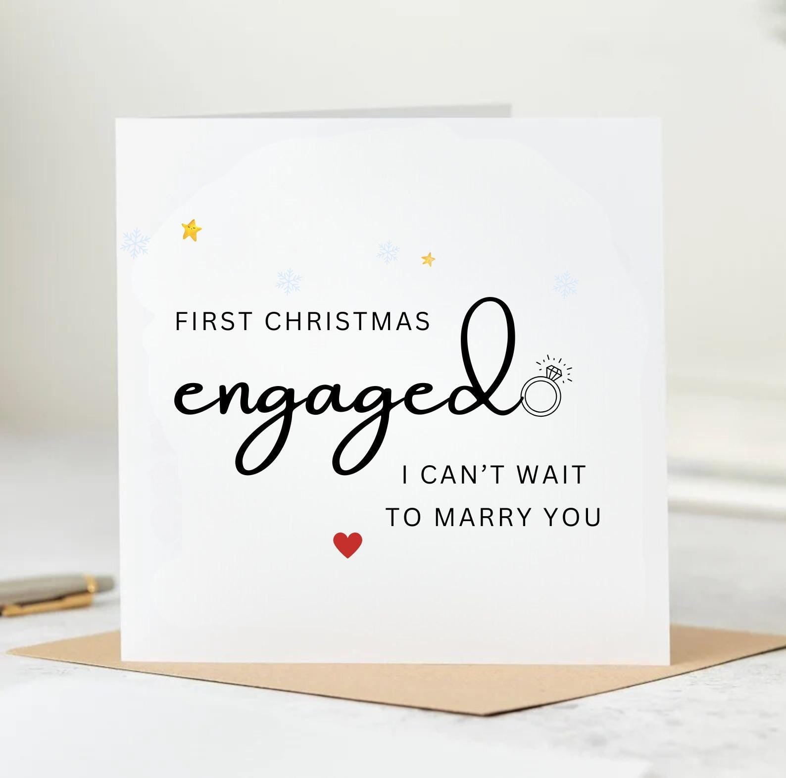 Personalised 'First Christmas Engaged' Card - Christmas Card for Fiancé - Christmas Card for Partner - For Him 6x6