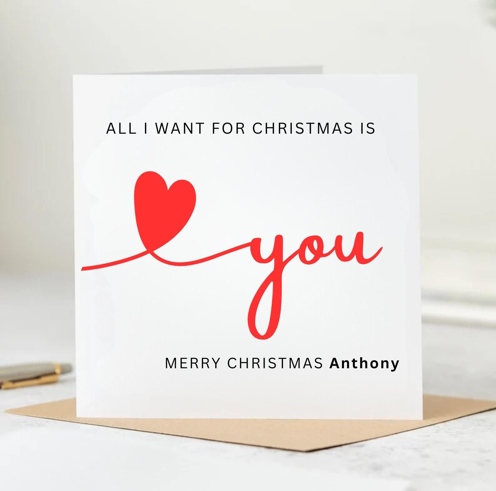 Romantic Christmas Card, For Her Christmas, For Him Christmas, One I Love Christmas Card, Husband Christmas Card 6x6