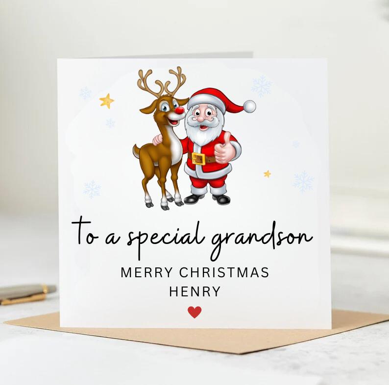 Personalised Grandson Christmas Card Grandson Christmas Cards Grandson Christmas Print Grandson Christmas Prints Grandson Christmas 6x6