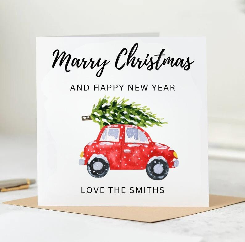 Merry Christmas and Happy New Year Card, Christmas Greetings Card, Cute Christmas Card, Xmas Gift Card, Merry Christmas Card, Christmas 6x6