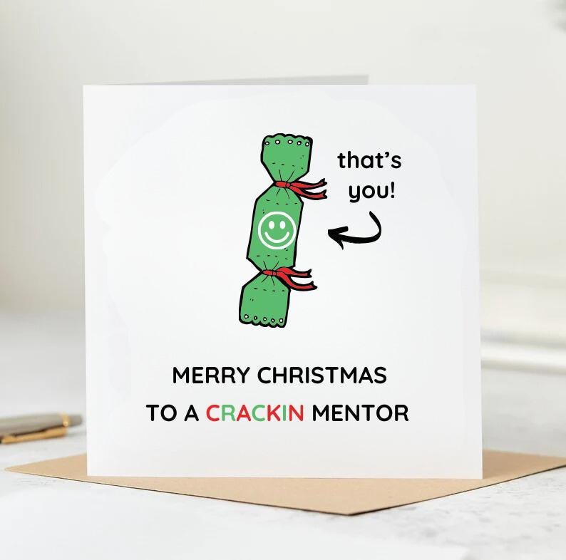 Crackin' Mentor Christmas Card, Funny Christmas Card for Mentor, Personalised Card 6x6