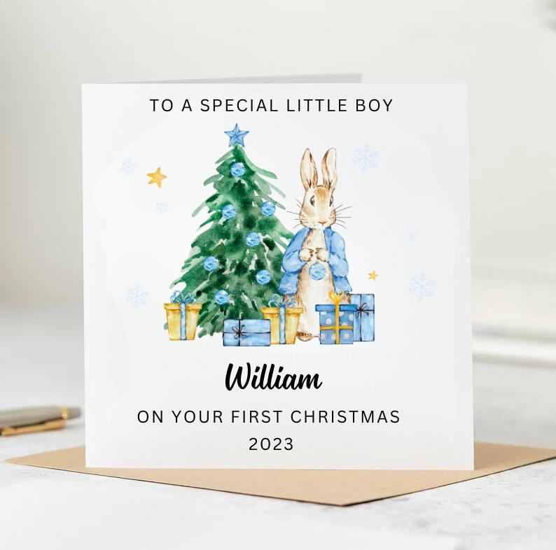 Personalised Children's First Christmas Card - Santa  Number - 1st Christmas Card for Child - Kids Christmas Gift 6x6
