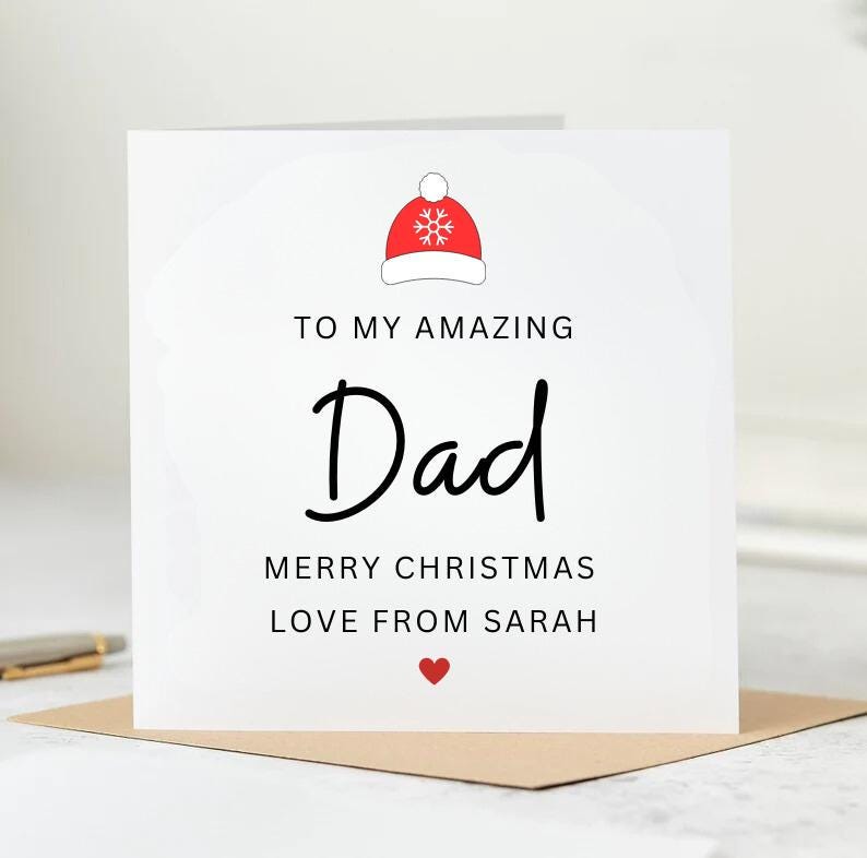 Christmas card for Dad, Dad Christmas card, Dad Xmas card, Merry Christmas dad, Dad Xmas gift 6x6