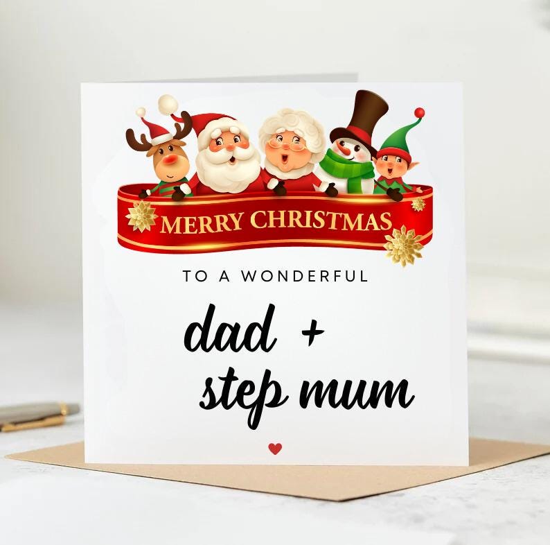 Mum and Dad Christmas Card, Personalised Christmas Card, Mum & Dad Card, Parents Christmas Card, Mom and Dad, Step mum, Step Dad 6x6