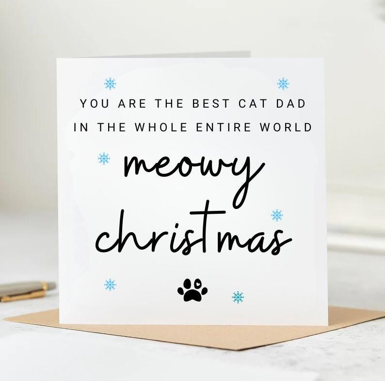 Cat Lovers Christmas Card | Merry Catmas Christmas Card | Xmas Card | Funny Pun Card | Meowy Christmas 6x6