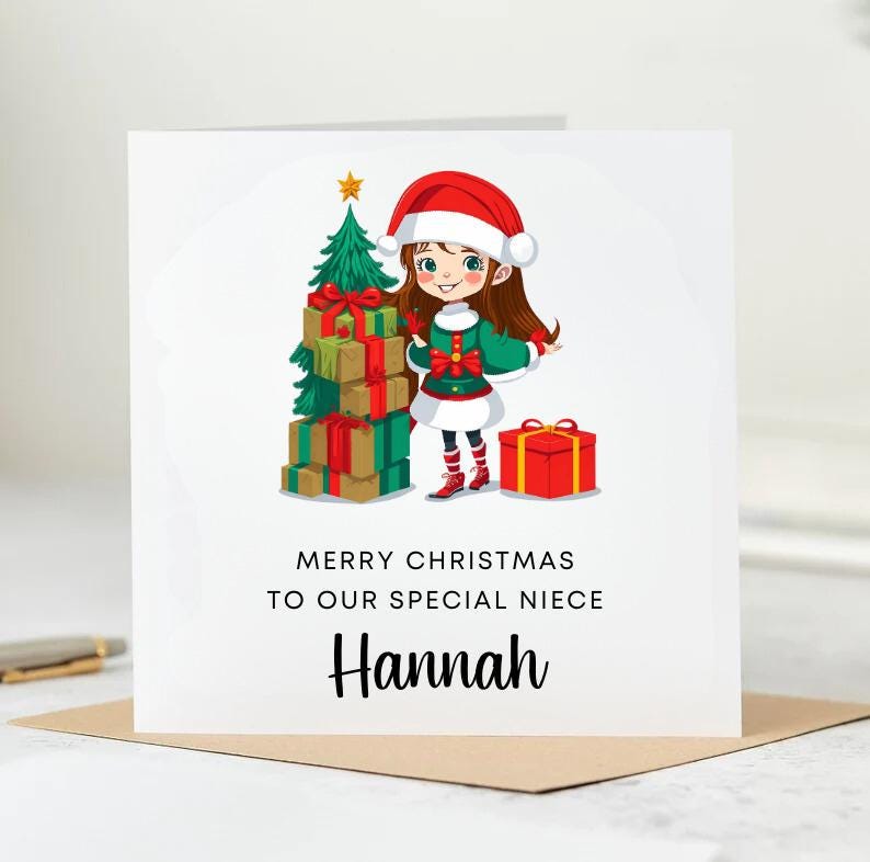 Personalised Niece Christmas Card - Bauble Christmas Card For Niece - Niece Christmas Gift - Merry Christmas Niece - Xmas Card For Her 6x6