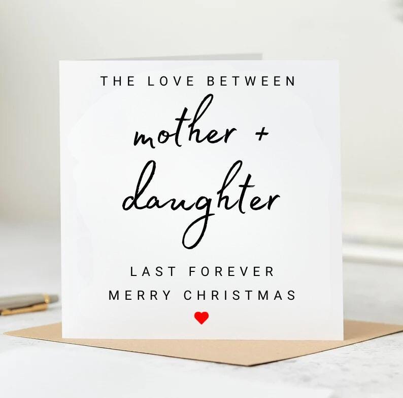 Merry Christmas Mum Christmas Card Personalised Mum & Daughter Xmas Card Christmas 6x6