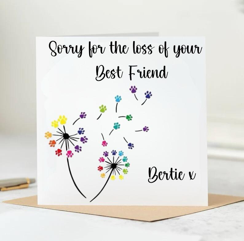 Dog Loss Card Dog Bereavement Sympathy Card, Thinking of You Card For Friend 6x6