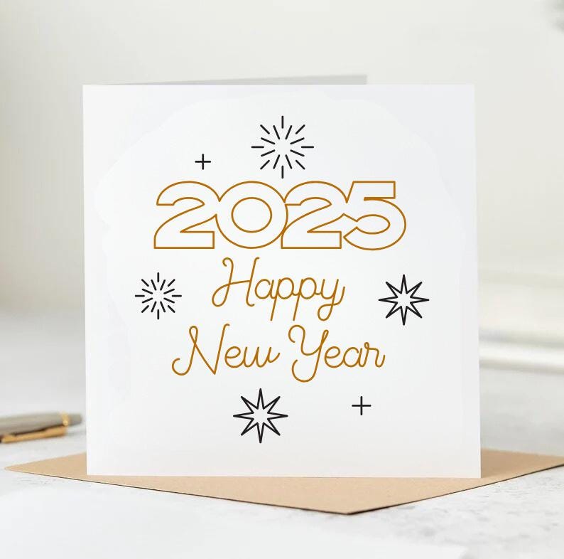 Personalised Happy New Year 2025 Card Any Names Surnames First Names 6x6