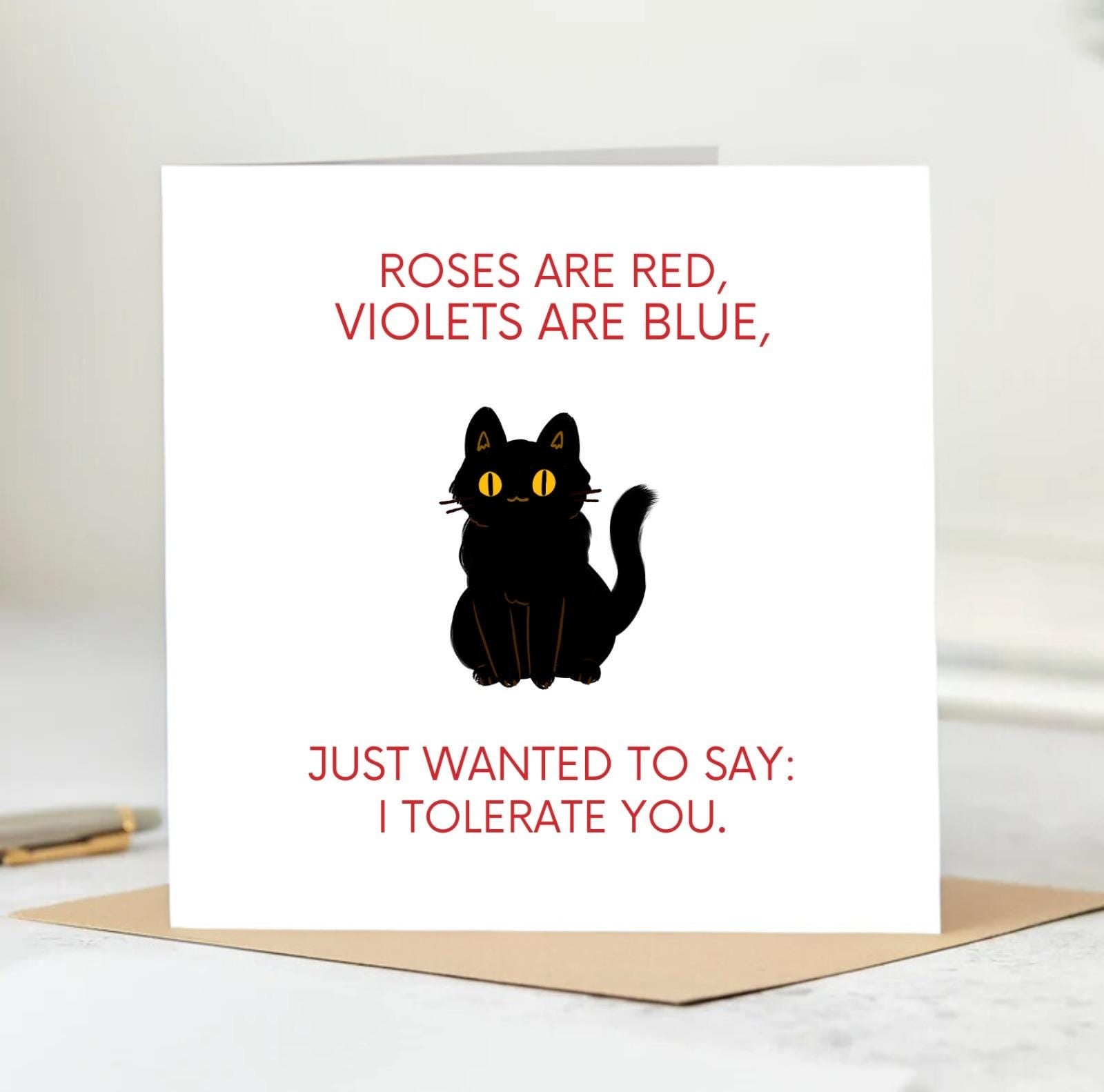 Love card / VALENTINE CAT NO. 1 / Funny and beautiful Valentine's Day card,set with cat, funny card for anniversary, gift for girlfriend 6x6