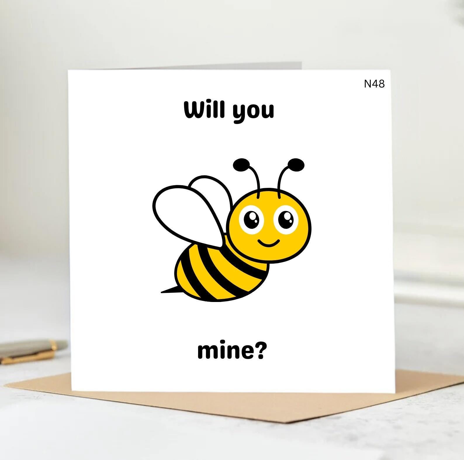 Will you bee my valentine, Fiancé Greeting Card. Simple, Modern Valentine Gift. Card for my Fiancé.Romantic Card. Wife or Husband to be 6x6