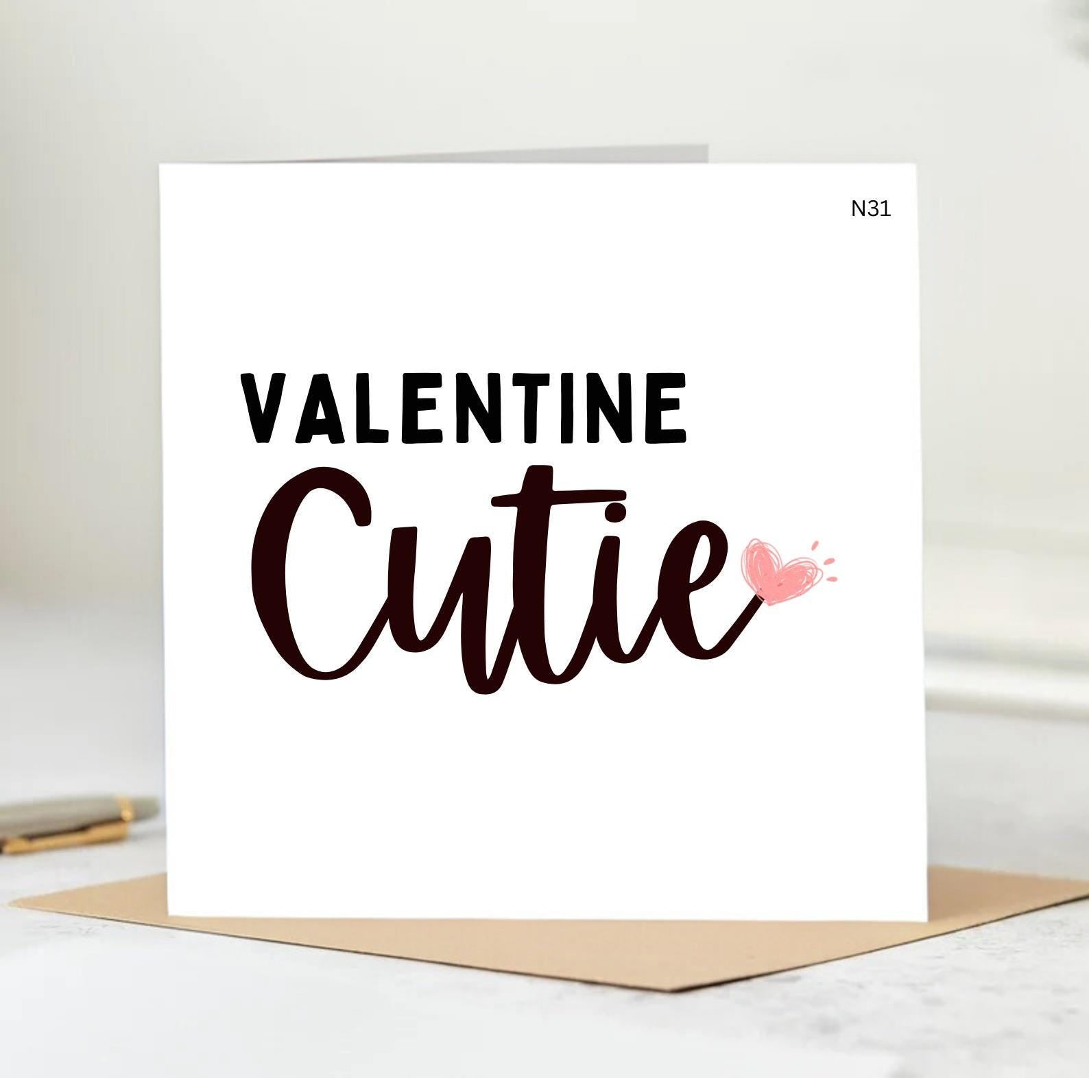 Hey Cutie Happy Valentine's Day Card | romantic cute funny card for girlfriend boyfriend partner husband wife | LGBT friendly 6x6