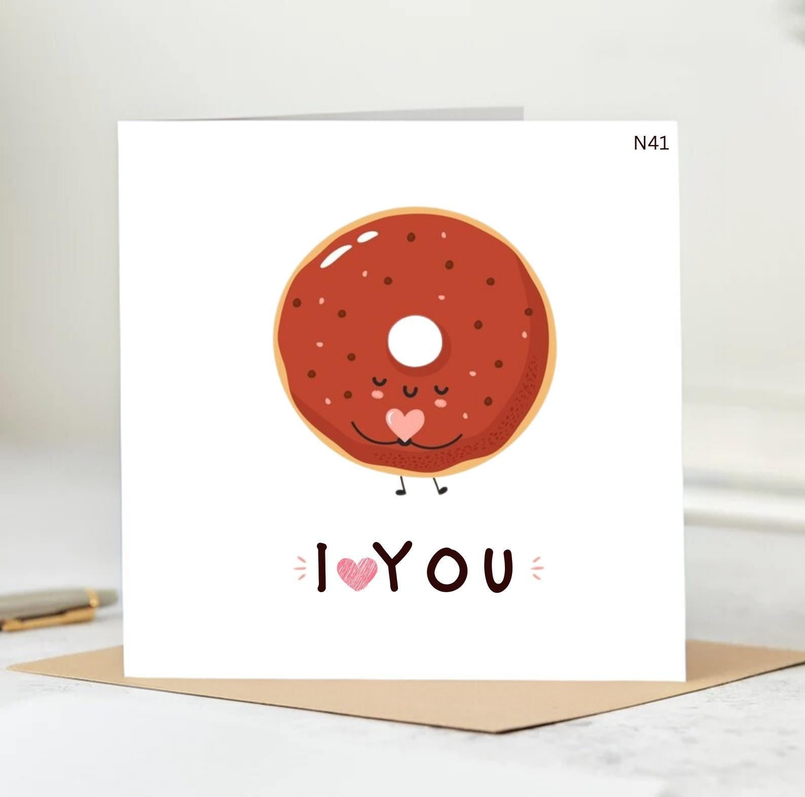Personalised Donut Valentines Card,Donut Valentine’s Card, Donut Card,Donut Lover Card, Card for Her, Valentine Donut, Donut Lovers Card 6x6