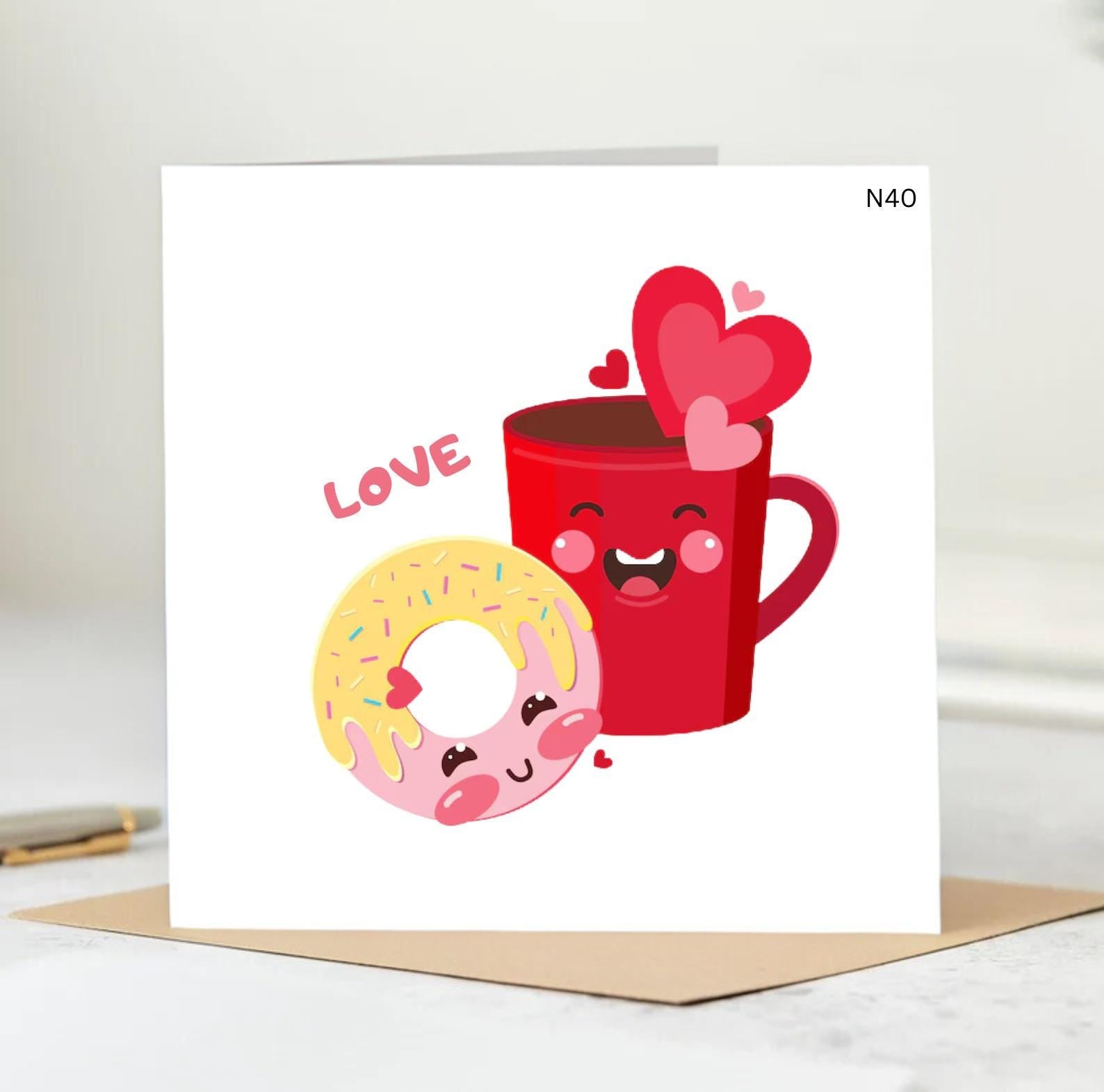 Personalised Donut Valentines Card, Donut Valentine’s Card, Donut Card, Donut Lover Card, Card for Her, Valentine Donut, Donut Lovers 6x6