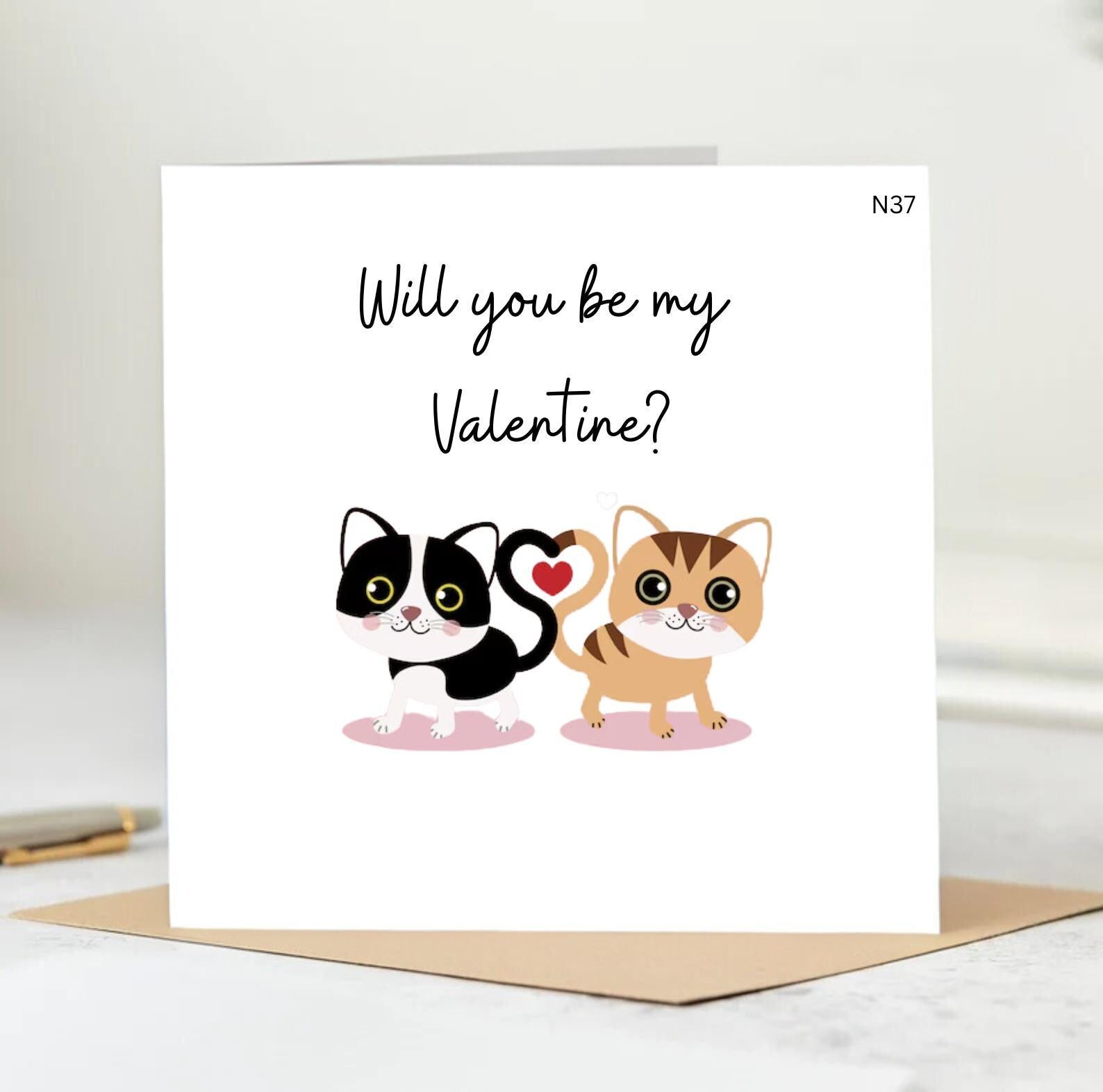 Funny Cat Valentine’s Day Card | Will you be my Pun Card | Cute Romantic Greeting Card for Cat Lovers | Love Card with Envelope 6x6