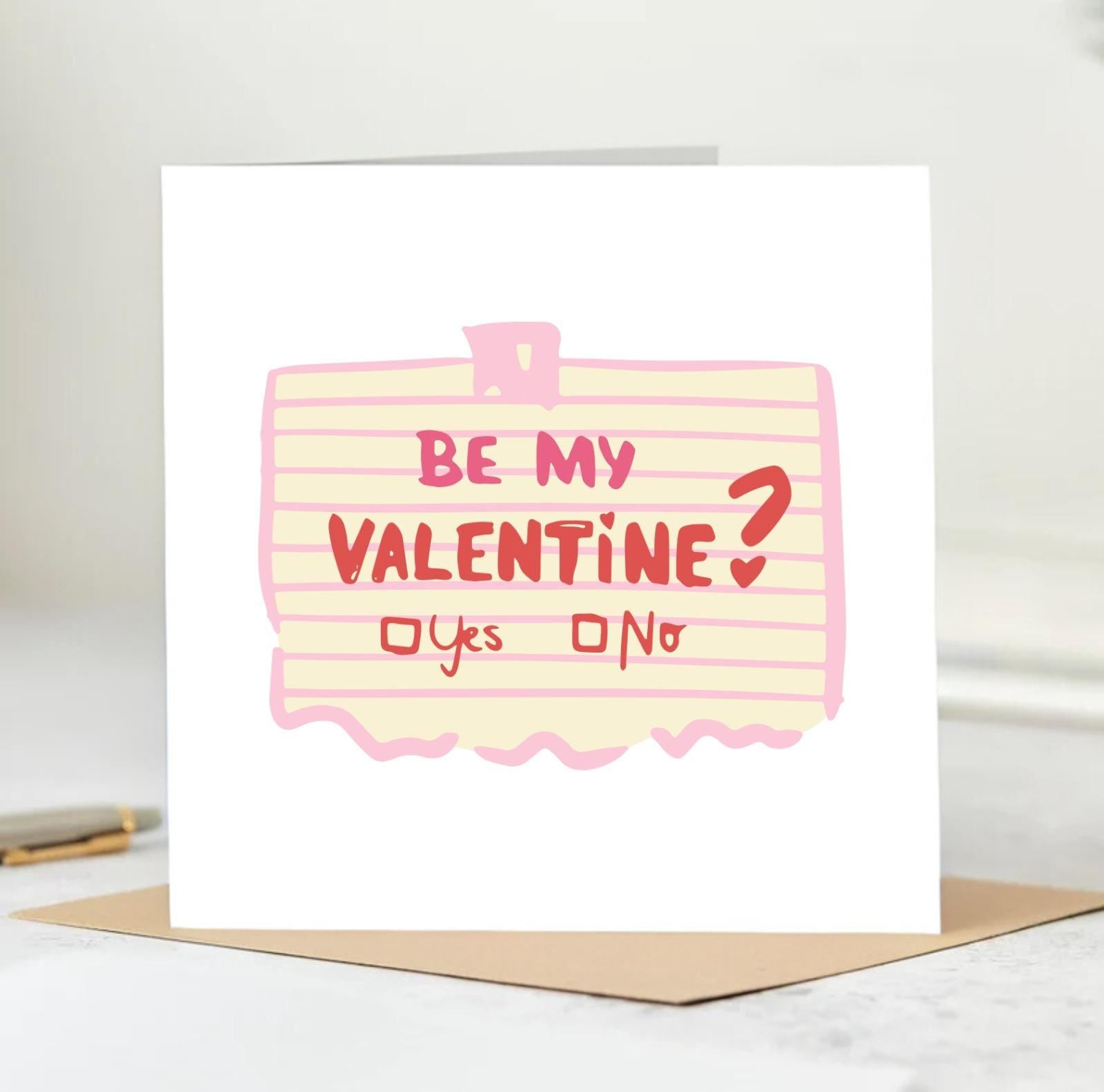 will you be my valentine card, be my valentine card, personalised valentine card, valentine card, valentine 6x6