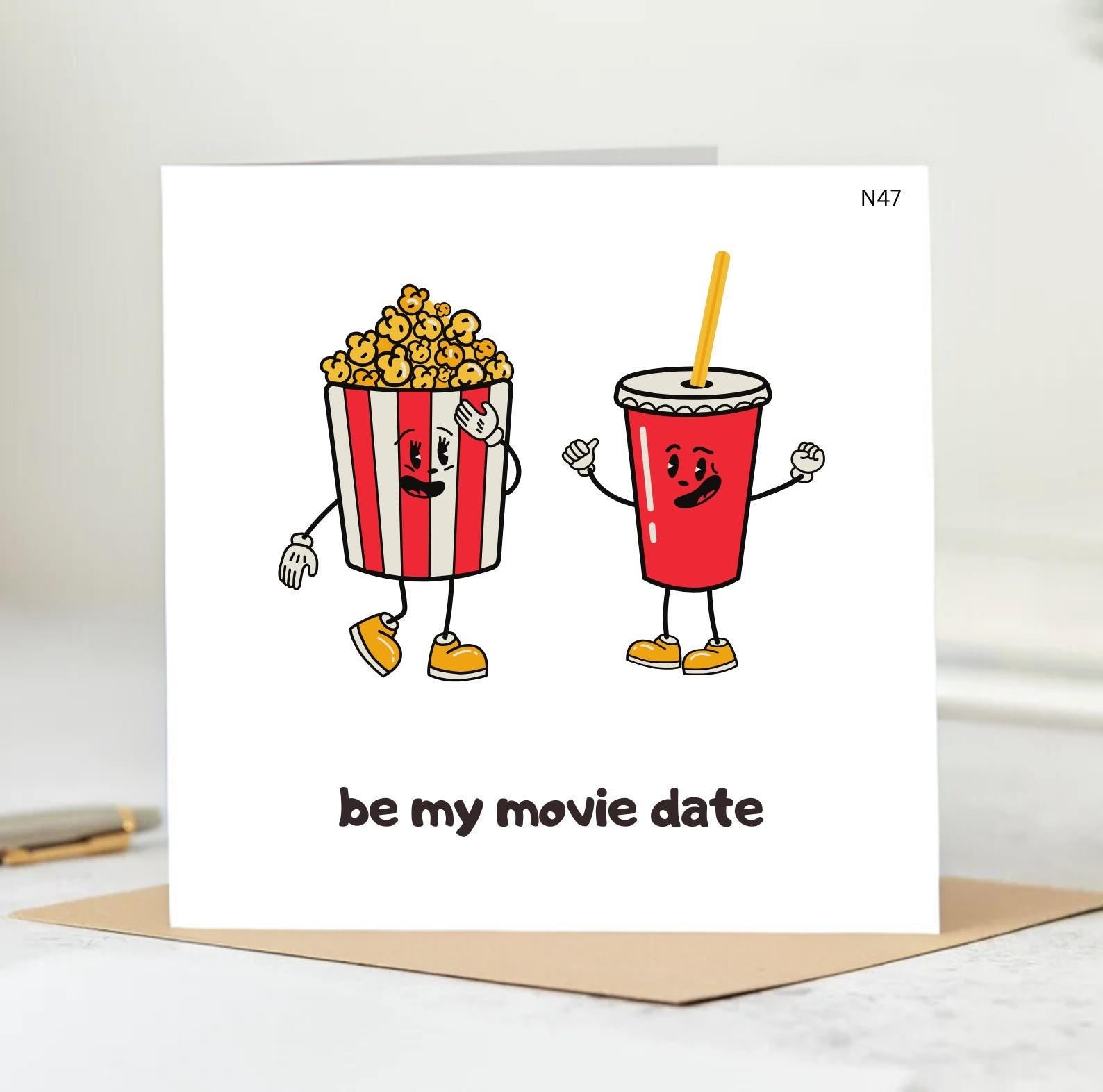 Will You Go to the Movies with Me? Greeting Card | Perfect for Valentine's Day or Any Movie Date | Envelope Included 6x6