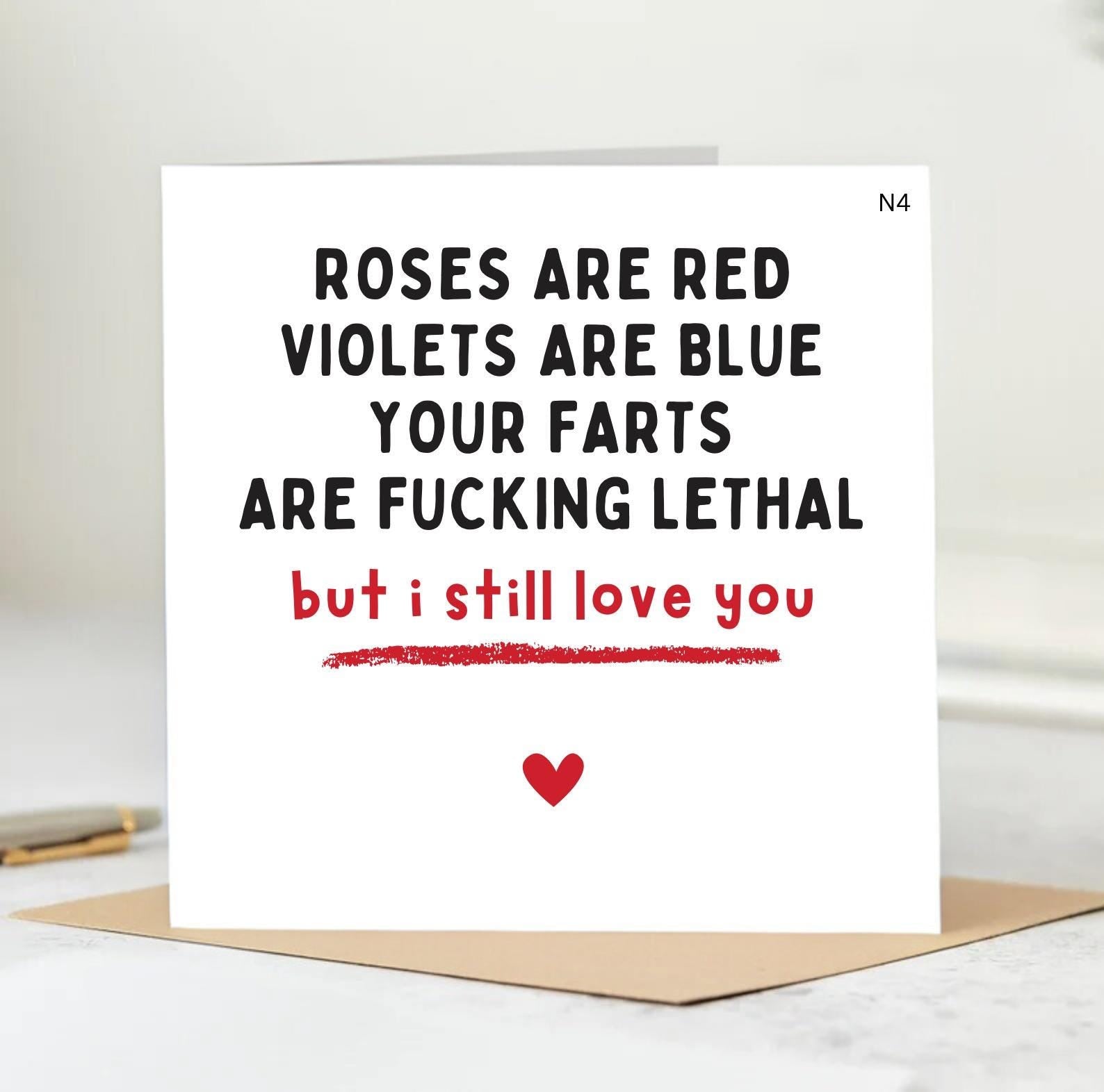 Roses Are Red Valentines Day Card | Personalised Valentines Card | Love | Card For Her | Card For Him | 6x6