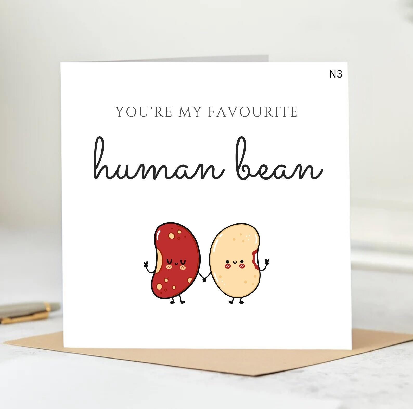 Funny Valentines Day Card Human Bean Cute Card for Wife Husband Boyfriend Girlfriend for Boyfriend Girlfriend Valentines Gift 6x6