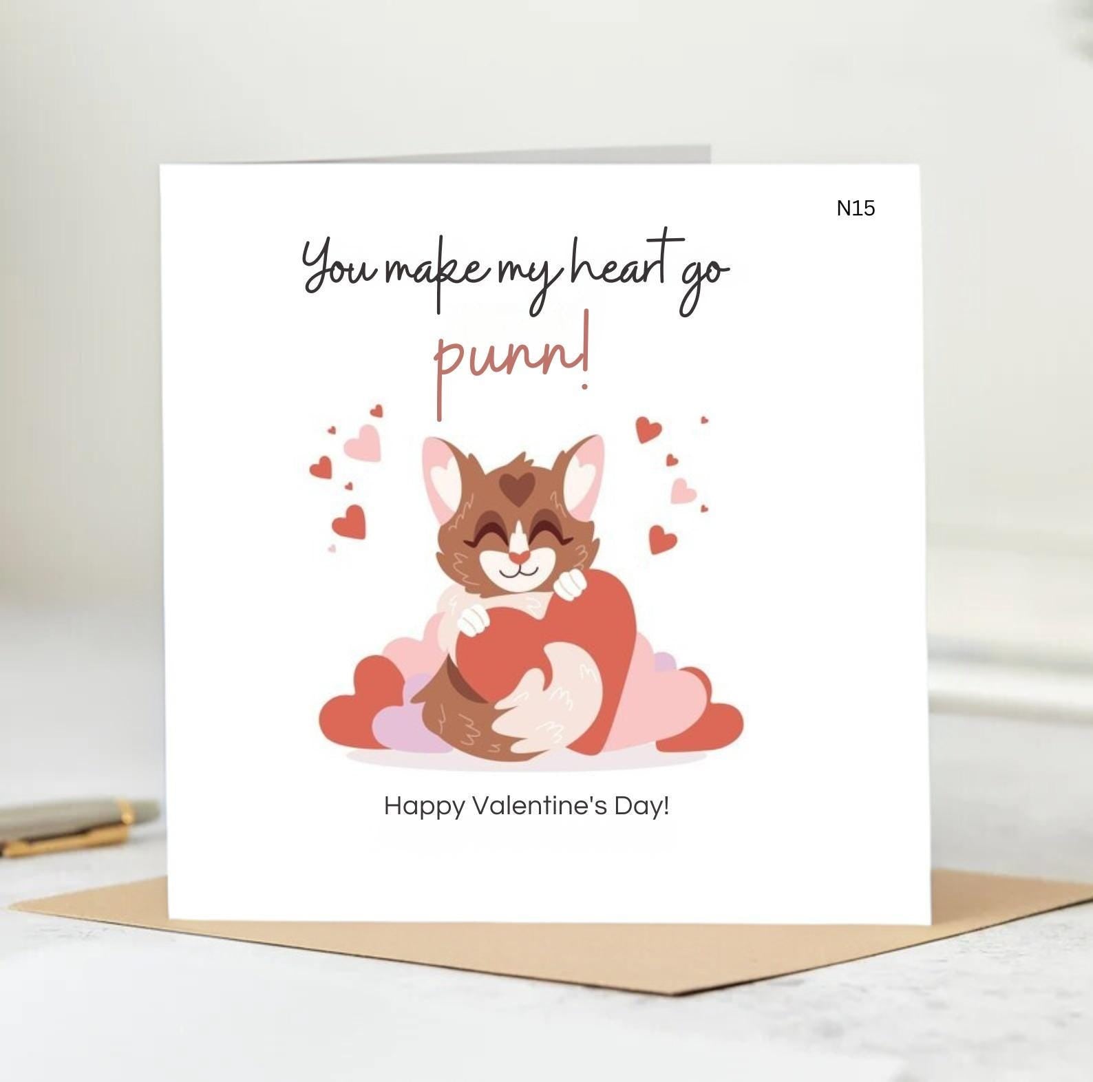 Funny Cat Valentine’s Day Card | You’re Puuuuuurfect Pun Card | Cute Romantic Greeting Card for Cat Lovers | Love Card with Envelope 6x6