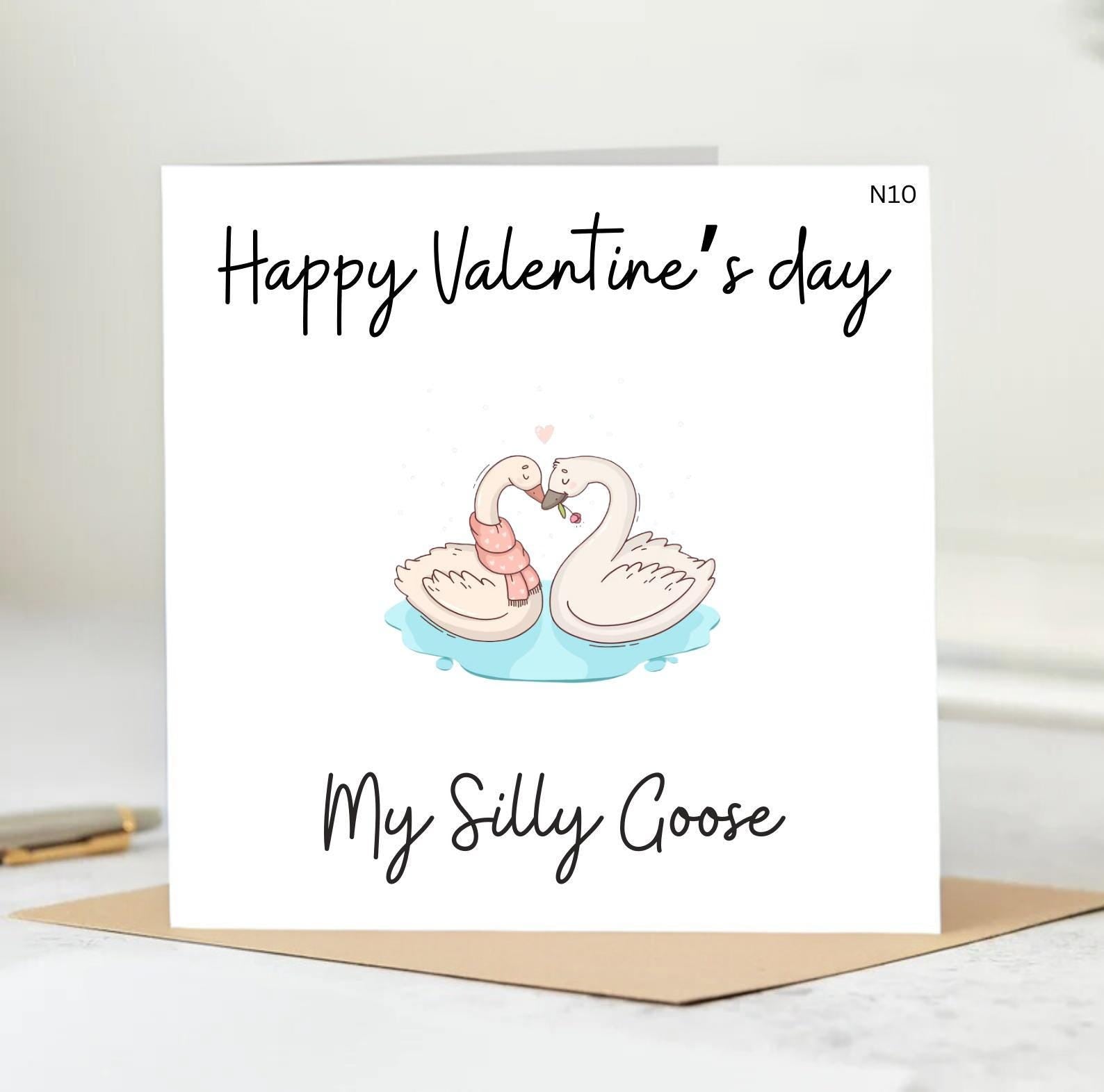 Silly Goose, Valentine's Day Card, Funny Card, Romantic Card, Personalised Card Card. Simple, Modern Valentine Gift. Card for my Fiancée 6x6