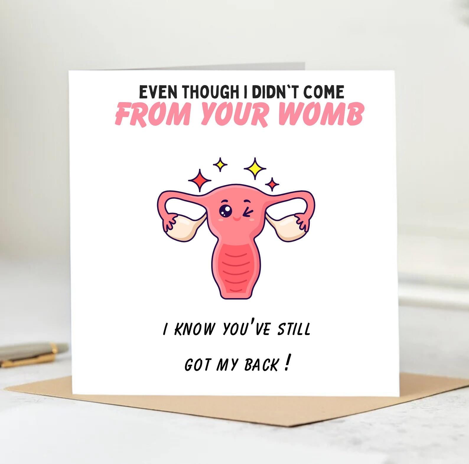 Funny Mother's Day Card, womb Card, Rude Card for Mum, Nan, Card from Son, Daughter, Rude Mother's Day Card, Cheeky, Greetings 6x6