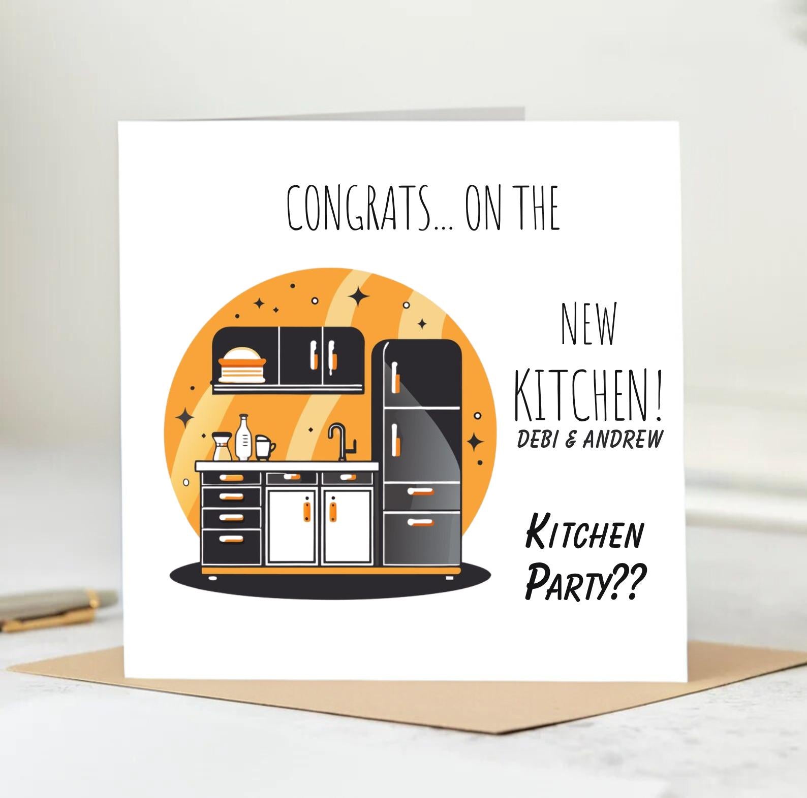 Happy New Kitchen Card - Congratulations - Kitchen Party! Personalised 6x6
