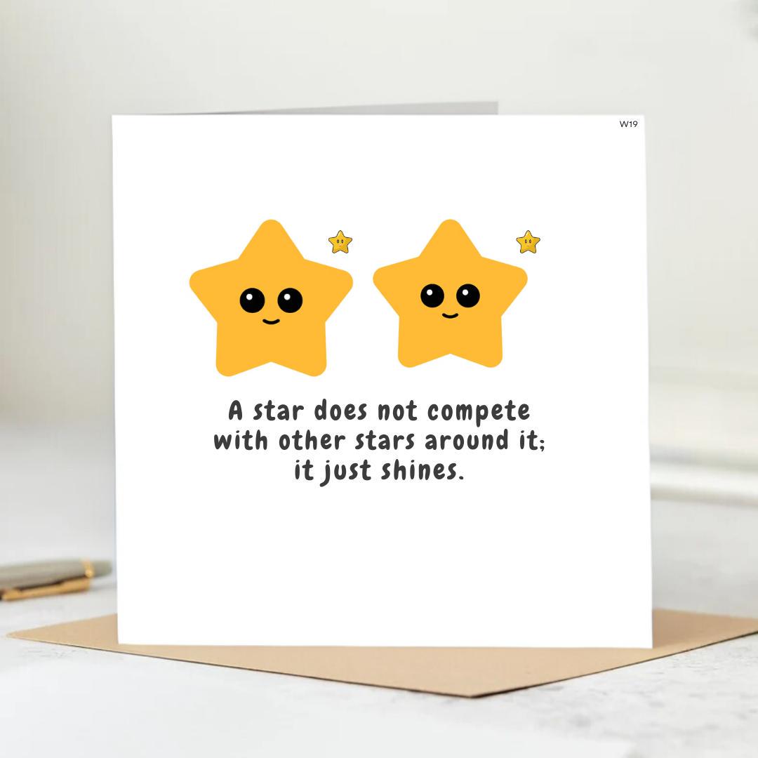 Personalised star does not complete with other stars around it just shines card | Friendship cards 6x6