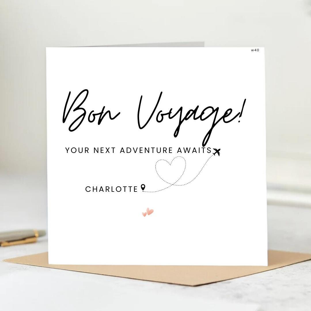 Personalised Travel Card, Let the adventure begin, Gap Year Card, Bon Voyage Card, Backpacking Card, World Trip Card, Good Luck Card 6x6