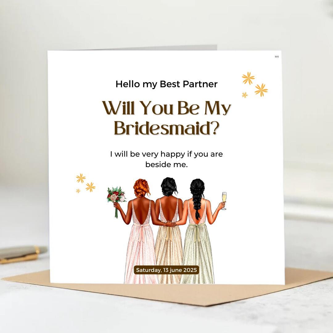 Will You Be My Maid Of Honour, Maid Of Honour Proposal, Proposal Card For Maid Of Honour, Maid Of Honor Gift, Will You Be My Bridesmaid 6x6