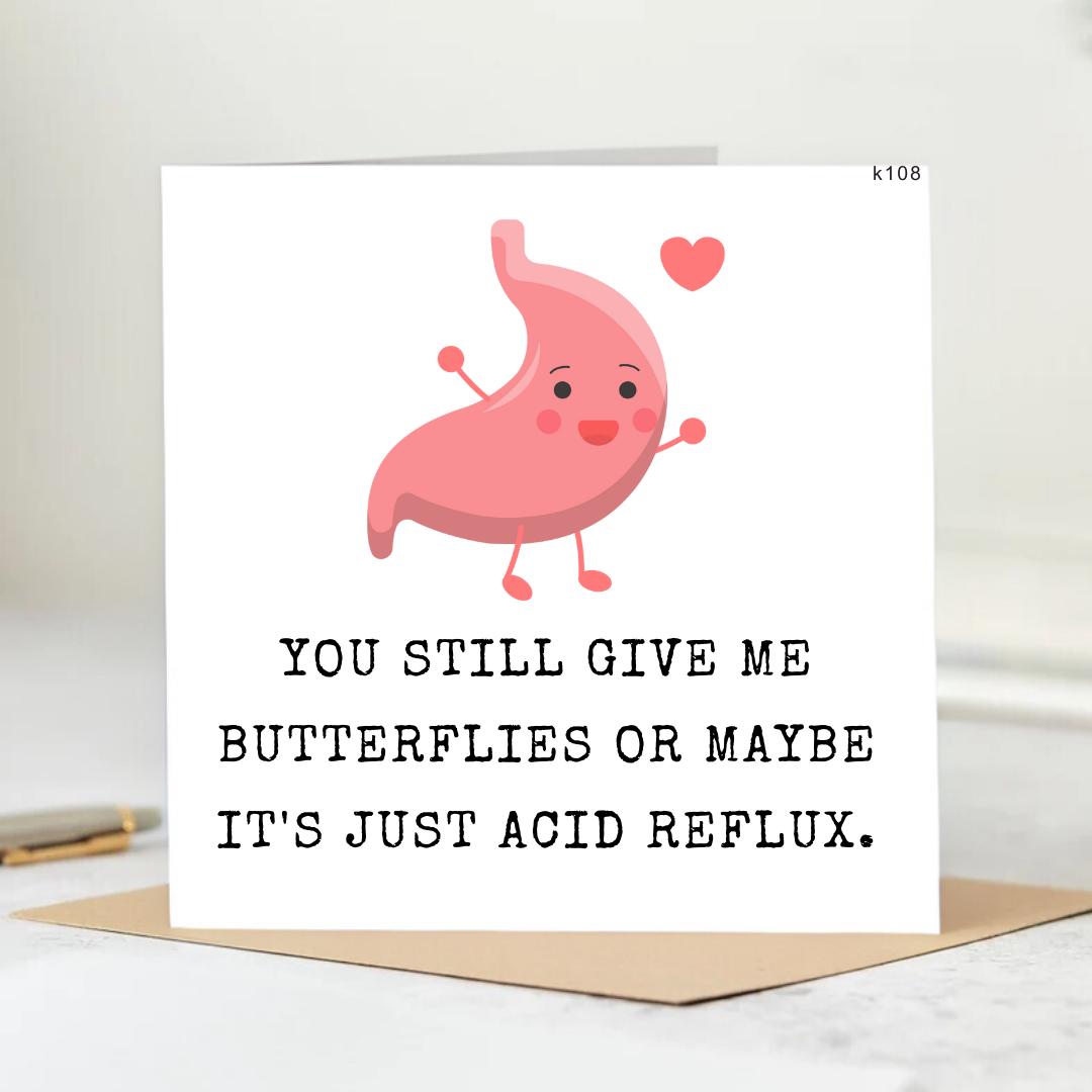 Personalised you still gave me butterflies card, greetings card, fancy you, love you, boyfriend card, girlfriend card, dating card, 6x6