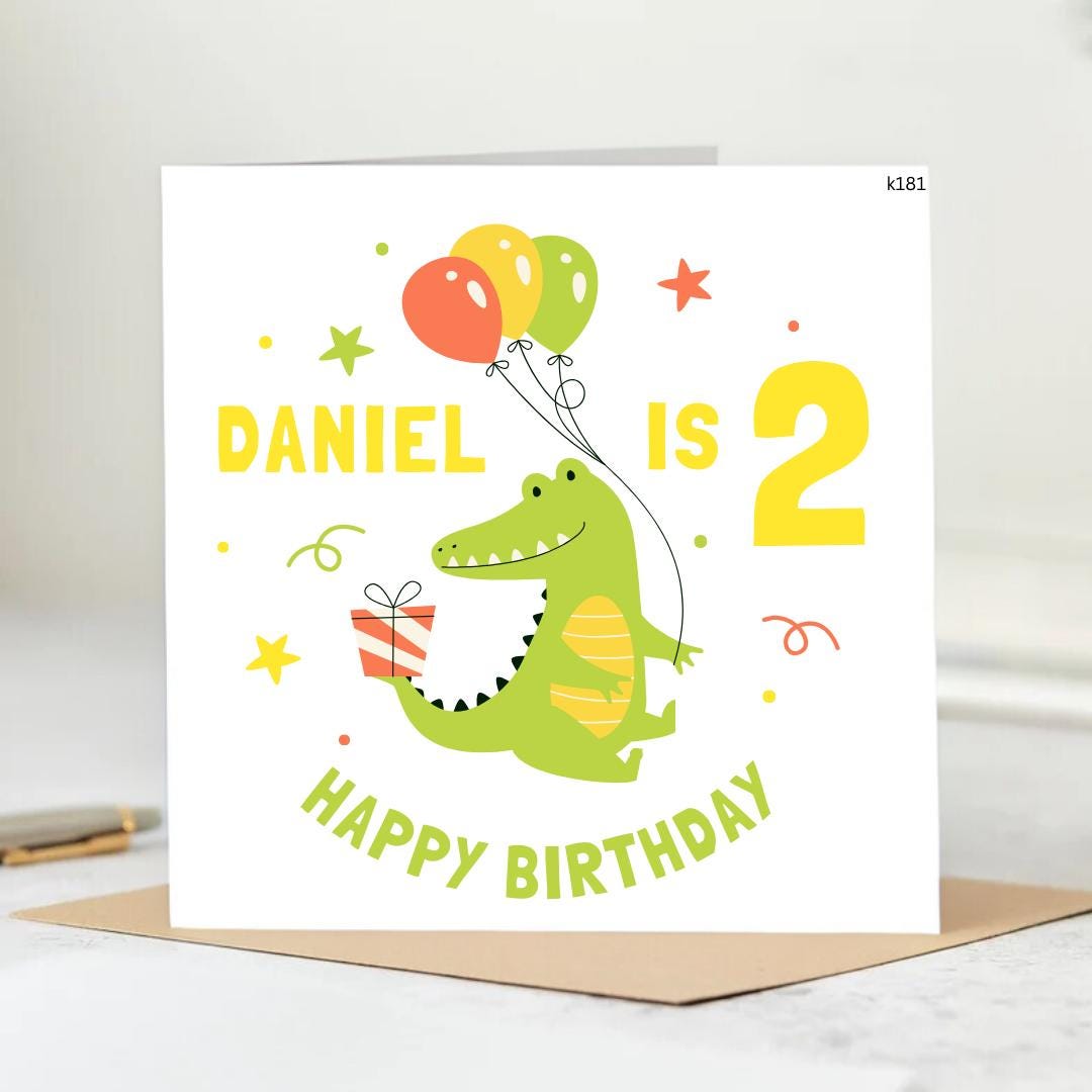 Dinosaur Birthday Card Boy,2nd Birthday Card, Birthday Card For Son,Grandson 2nd Birthday Gift, Dinosaur Birthday Gift, Nephew, Grandson 6x6