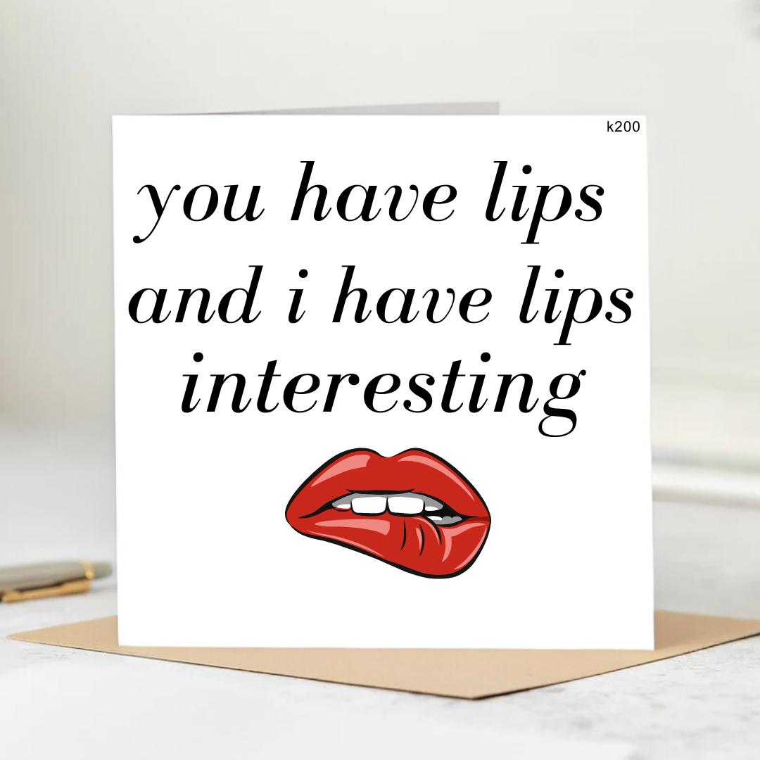 Lips Birthday card.  Lips card. Red Lips card. Lips | Personalised 6x6 card