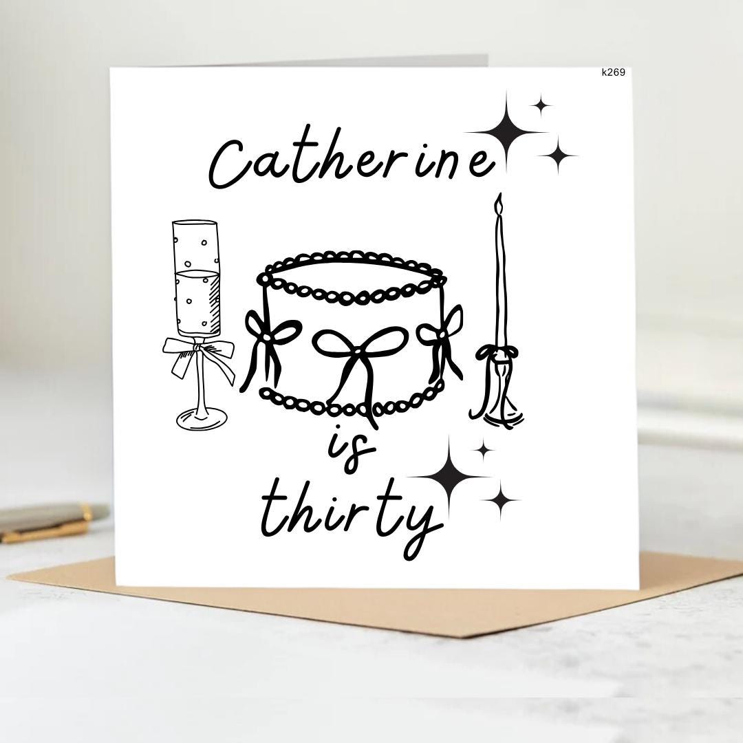 PERSONALISED Name Is Thirty  Card | 30th Birthday Card For Her, Thirty Birthday Card, Bestie Card, Card for Friends 30th| 6x6