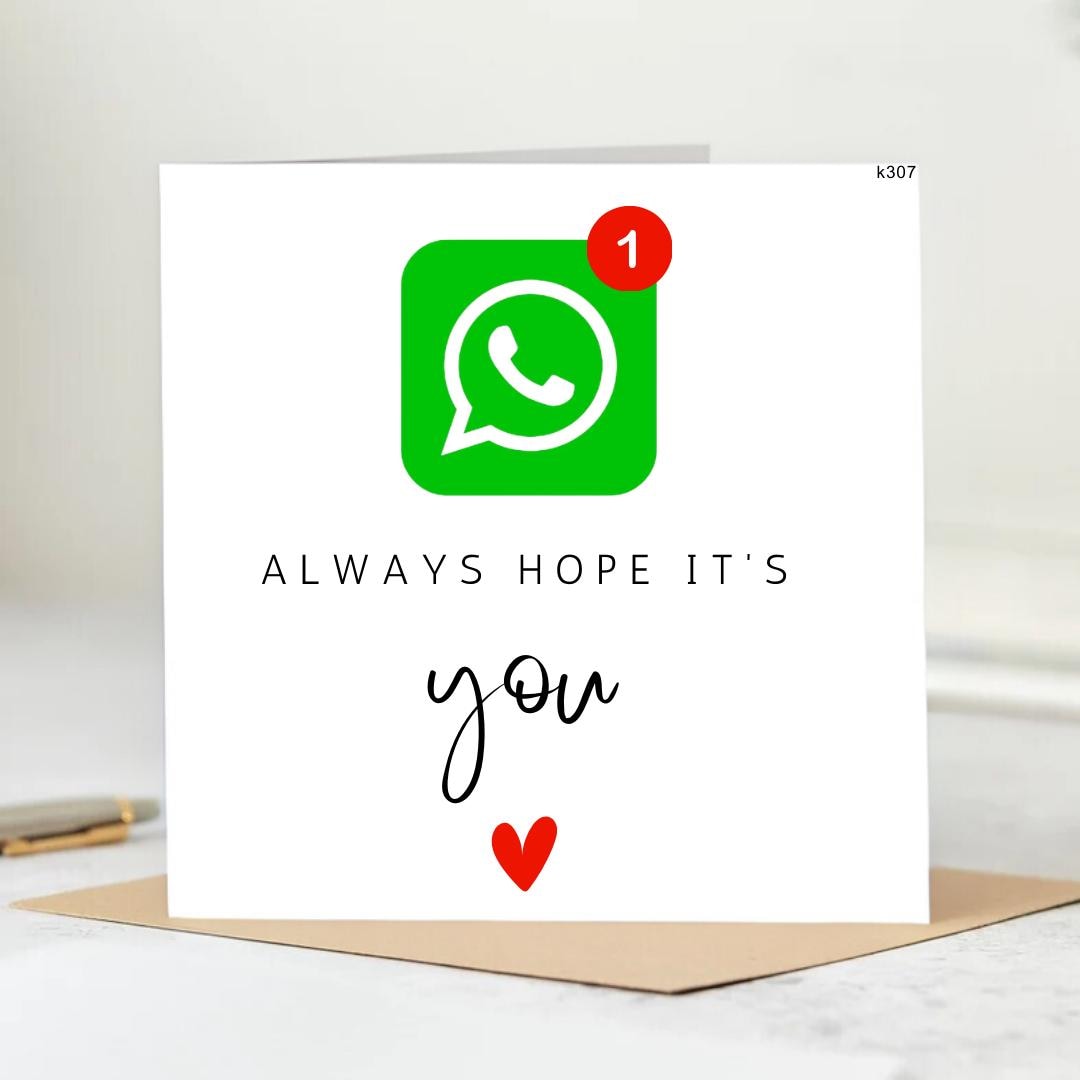 I Always Hope It's You Card - Funny Card, Text Message Card, Love Card, Anniversary Card, Friend Card, Birthday Card 6x6
